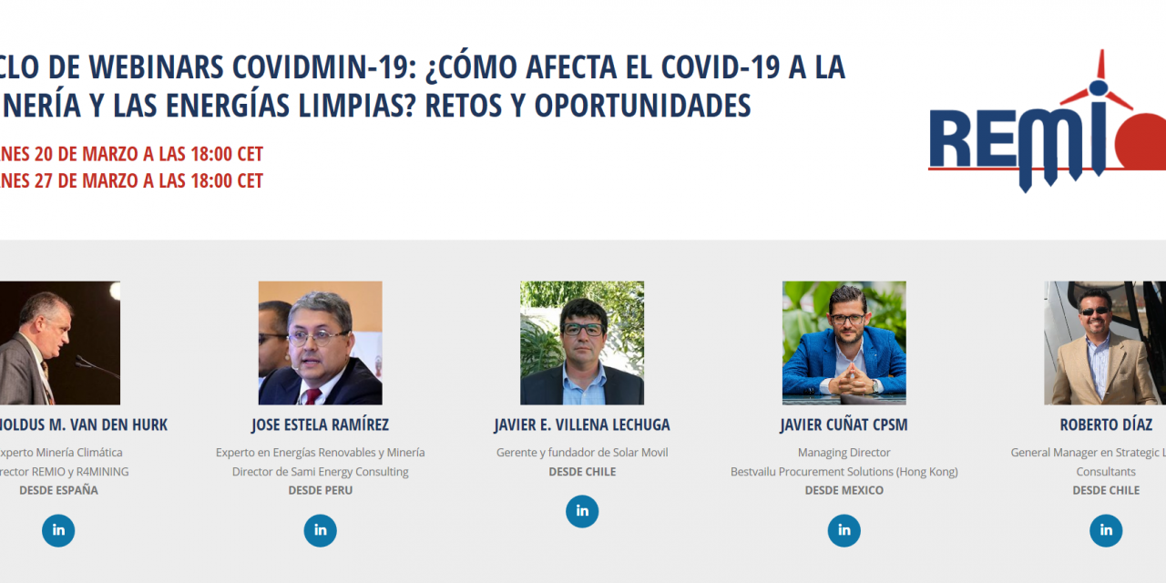 REALIZARÁN WEBINARS SIMPOSIO SOBRE LOS EFECTOS DEL COVID-19 EN LA MINERÍA Y ENERGÍAS LIMPIAS