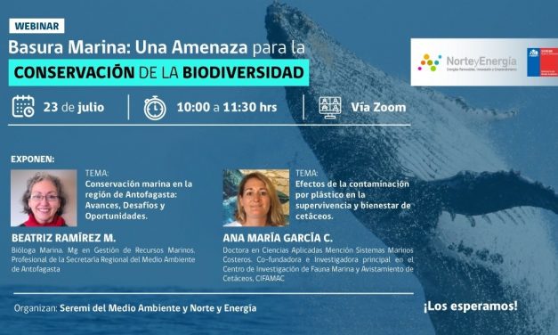 Webinar Basura Marina: Una amenaza para la conservación de la biodiversidad, 23 de julio, 10:00 horas